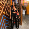 Fashionable women's fashion trend chicken eye loose straight leg wide leg pants set