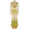 Fashion women's summer casual printed V-neck backless dress new