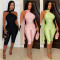 Fashionable women's sexy casual solid color backpack hip jumpsuit