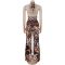 Fashion women's spotted tiger print hanging neck wide leg jumpsuit