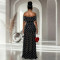 New women's polka dot split banquet vacation bag hip dress