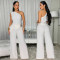 2026 new women's casual solid color sloping shoulder top and pants two-piece set