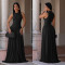 Fashionable women's dress with elegant temperament, solid color round neck sleeveless dress