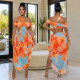 Fashionable women's early summer sexy exquisite beach print dress