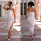 Fashionable women's sexy off shoulder strapless pleated hip hugging dress