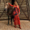 Fashionable women's sexy mesh printed rhinestone dress set, excluding hat