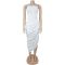 Fashionable women's sexy off shoulder strapless pleated hip hugging dress