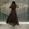Fashionable women's sexy lace see through shiny dress dress