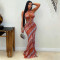 New women's casual printed ripple dress, women's summer long dress