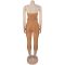 Fashionable women's sexy slim fit strapless solid color hip hugging jumpsuit