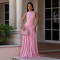 Fashionable women's dress with elegant temperament, solid color round neck sleeveless dress