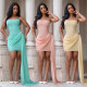 Fashionable women's sexy strapless backless strapless short skirt dress