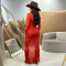 Fashionable women's sexy mesh printed rhinestone dress set, excluding hat