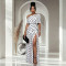 New women's polka dot split banquet vacation bag hip dress