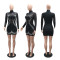 Women's mesh hot diamond sexy long sleeved short skirt