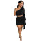Women's slanted shoulder flower rhinestone high waisted top paired with short skirt set