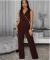 Personalized black suit sleeveless casual wide leg jumpsuit
