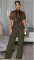 Elegant and personalized leopard print patchwork bubble short sleeved lace up jumpsuit