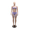 Fashionable women's sexy neck hanging and strapless outfit with tassel shorts set