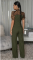 Elegant and personalized leopard print patchwork bubble short sleeved lace up jumpsuit