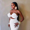 Spring and summer new strapless camisole long dress, seaside sexy chest flower dress