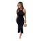 New fashion women's solid color sleeveless hanging neck, waist cinching, slimming irregular dress