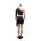 Women's slanted shoulder flower rhinestone high waisted top paired with short skirt set