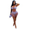 Fashionable women's sexy neck hanging and strapless outfit with tassel shorts set