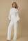 Personalized line lace patchwork long sleeved casual wide leg jumpsuit