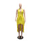 Women's sexy V-neck black fungus edge irregular backless hanging neck dress