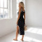 Women's new fashionable polka dot printed sleeveless slim irregular dress
