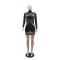 Women's mesh hot diamond sexy long sleeved short skirt