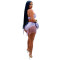 Fashionable women's sexy neck hanging and strapless outfit with tassel shorts set