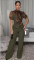 Elegant and personalized leopard print patchwork bubble short sleeved lace up jumpsuit