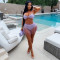 Fashionable women's sexy neck hanging and strapless outfit with tassel shorts set