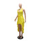 Women's sexy V-neck black fungus edge irregular backless hanging neck dress