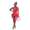 Polka print hanging neck backless new jumpsuit shorts