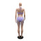 Fashionable women's sexy neck hanging and strapless outfit with tassel shorts set
