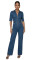 Spliced sleeveless zipper lapel slim fit denim jumpsuit