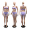 Fashionable women's sexy neck hanging and strapless outfit with tassel shorts set