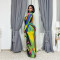 Women's Ear Ear Edge Round Neck Strap Printed Long Sleeve Dress
