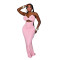 Spring and summer new strapless camisole long dress, seaside sexy chest flower dress