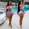 Fashionable women's sexy neck hanging and strapless outfit with tassel shorts set