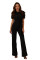 Personalized line lace patchwork short sleeved casual wide leg jumpsuit