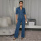 Spliced sleeveless zipper lapel slim fit denim jumpsuit