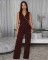 Personalized black suit sleeveless casual wide leg jumpsuit