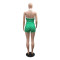 Women's printed neck hanging shirt collar deep V backless top shorts set