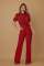 Personalized line lace patchwork short sleeved casual wide leg jumpsuit