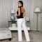 Women's clothing European and American summer commuting neck hanging slim fit top wide leg pants two-piece set new