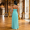 Women's deep V-neck pleated high slit long dress dinner party dress